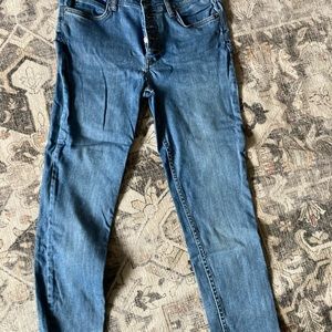 Free people button fly raw hem jeans